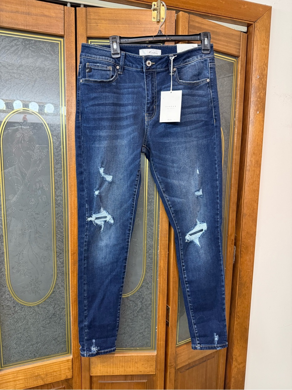 KANCAN ladies Mid-Rise super skinny Jeans - Dark Blue, BRAND NEW